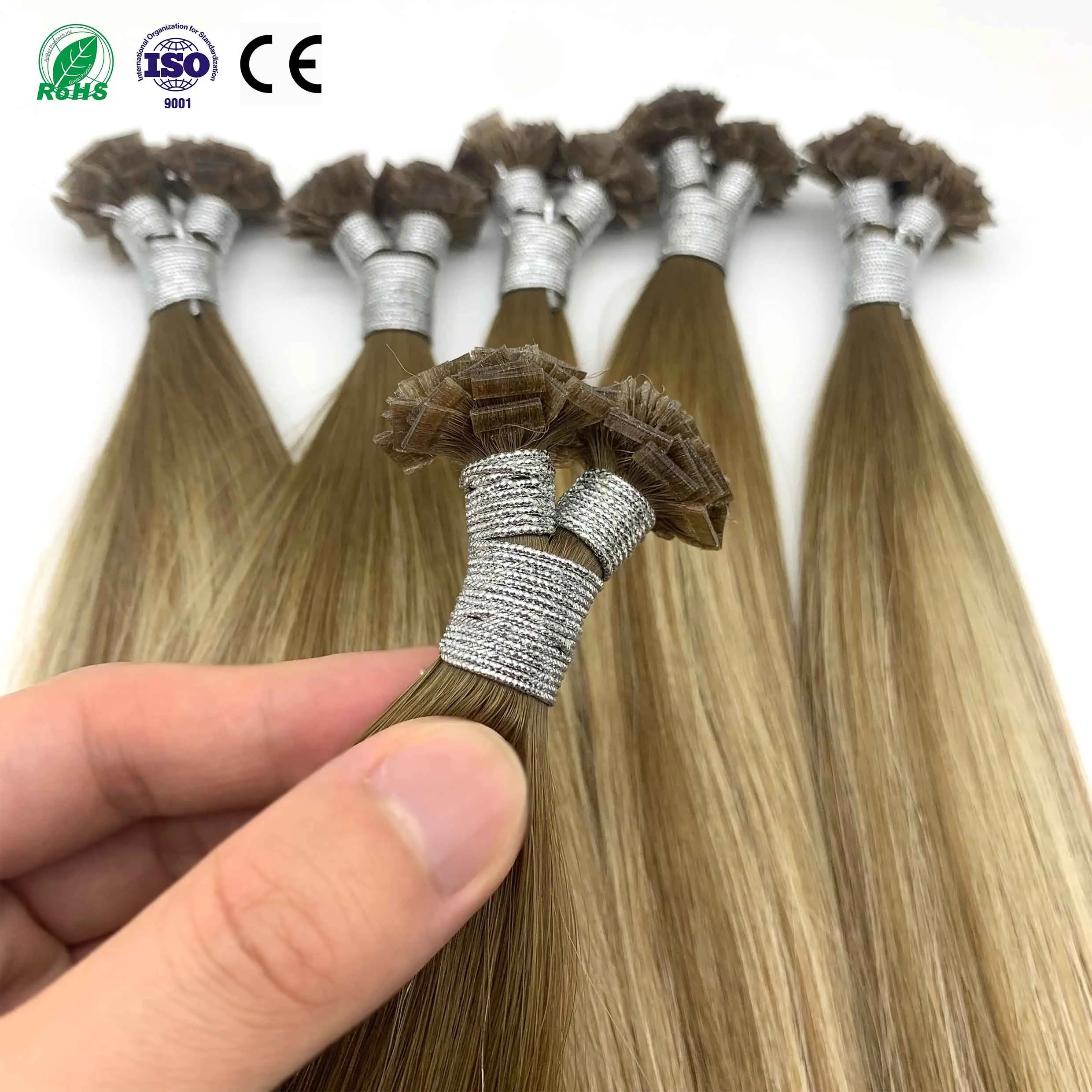 Fasimei Factory Wholesale Double Drawn top quality Russian full Cuticle Aligned raw hair mini keratin flat tip hair extension