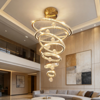 DUOMEIJU Nouveau design Décoration intérieure Maison Bureau Hôtel Villa Centre commercial Escalier Grand Lustre LED de luxe personnalisé en cristal doré réglable