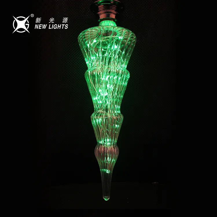 Modern Indoor Copper Wire Bulb Glass Led Filament Christmas Tree New Year Decoration Light