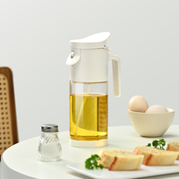 Bouteille Distributrice d'Huile en Verre 500ml avec Poignée Confortable 2-en-1 : Pulvérisation et Versement Anti-Goutte pour Cuisine