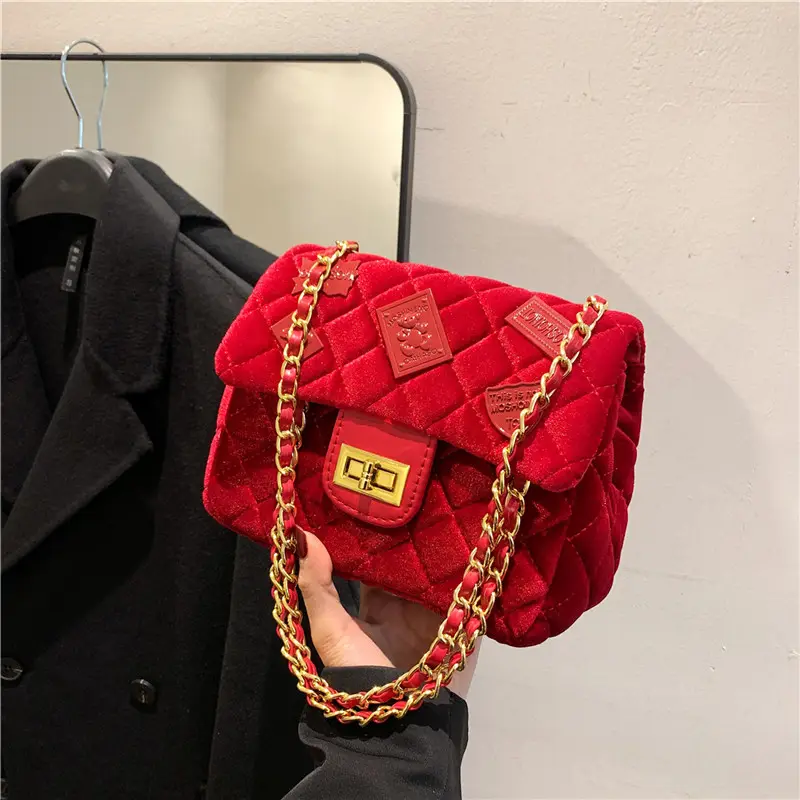 인기 있는 명품 가방 하이 퀄리티 카운터 여성 가방 디자이너 벨벳 지갑 디자이너 체인 가방