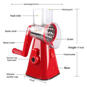 <strong>Manual</strong> 3 in 1 Rotary Cheese Grater Cheese <strong>Shredder</strong> Mandoline Stainless Steel Vegetable Chopper <strong>Slicer</strong> with 3 Blades - Product Image 6