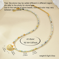 Collier tendance pour femme en pierres naturelles avec pendentif en forme de cœur, accessoire de mode pour sorties décontractées, turquoise et or, Chine Zhejiang