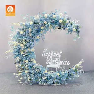 Sun wedding Blue Wedding Arch Hortensie Rose Künstliche Blume Dekorativer Ballon bogen