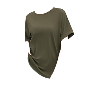 Camisetas de Manga Corta para Mujer, Color Caqui, Transpirables, Cuello Redondo, Estilo Casual de Verano, Decoración con Logotipo Impreso Personalizado - Product Image 1