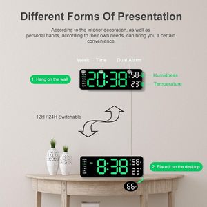 Modern Mirror LED Luminova Display Brightness Adjustable Timer Alarm <b>Clock</b> <b>Digital</b> <b>Wall</b> <b>Clock</b> Home Decor Office - Product Image 6