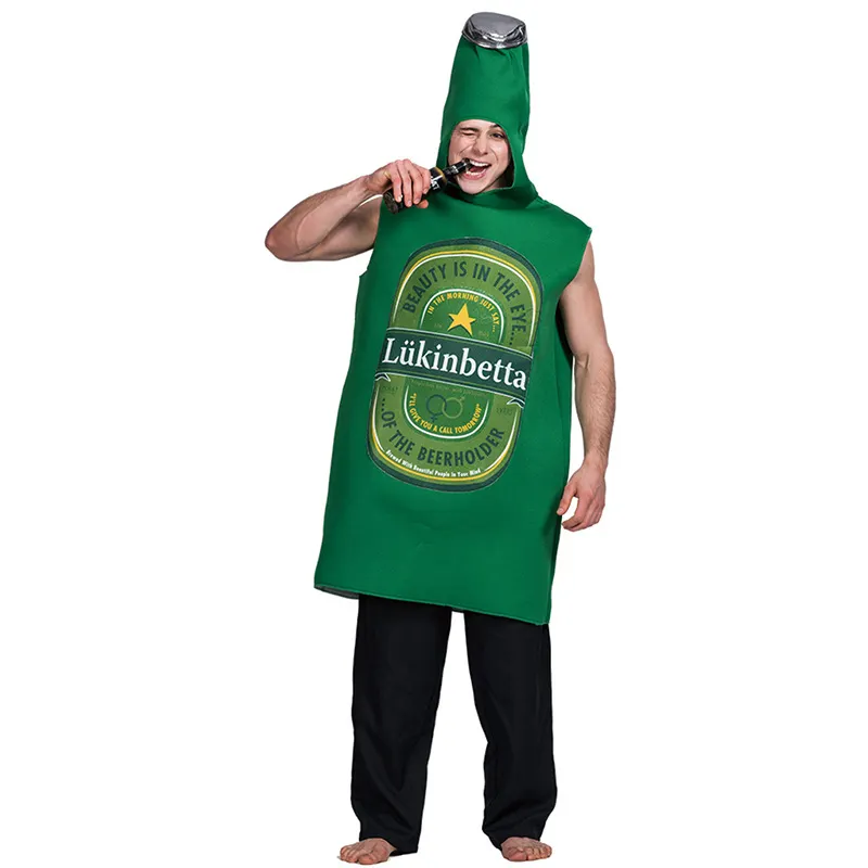 Custom Party Funny Outfit Adult Men's Oktoberfest Beer Bottle Costume Funny Halloween Masquerade Mascot Clothing