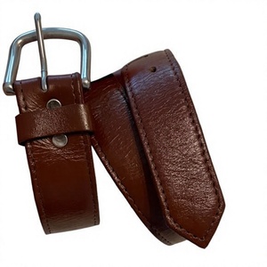Ceintures en cuir véritable de vache brun BS INTERNATIONAL avec boucle rectangulaire en métal, impression par transfert thermique, écologiques et imperméables - Product Image 5