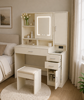 Table de maquillage moderne de luxe avec miroir et tiroirs, coiffeuse personnalisée pour chambre à coucher, fourniture d'usine OEM