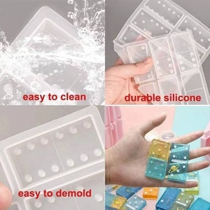 Moldes de silicona para juegos de resina y manualidades de bricolaje, caja de almacenamiento de epoxi de cristal dominó, bolsa, herramientas empaquetadas, fabricación de dominó propio personalizado - Product Image 4