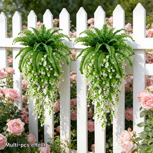 ใบไม้ประดิษฐ์แบบเปอร์เซียพร้อมดอกไม้สีขาวสำหรับตกแต่งต้นไม้แขวนในร่มและกลางแจ้งสำหรับตกแต่งสวน - Product Image 4