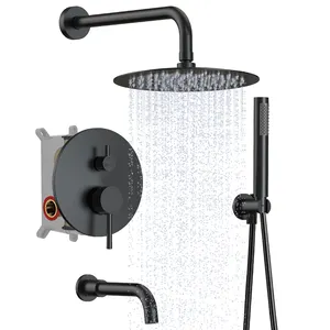 Black Wallmount And Mixers And Nordic Concealed Bathroom Shower Ful Set In Wall For Bathroom