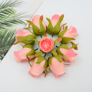 Piccolo fiore di seta artificiale rosa Bud vendita diretta della fabbrica di piccoli fiori testa di seta torta di stoffa decorazione artificiale piccolo bocciolo di rosa - Product Image 4