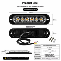 Superbleds 6 LED 12V-24V Universelle Auto-Warnleuchten Günstige Kühlergrill-Blitzleuchte LKW-Rundumleuchte Bernsteinfarbene Verkehrsleuchte