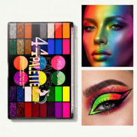 Palette de peinture gouache LEQU 44 couleurs pour le corps, ensemble de pigments aquarelles pour Halloween, Noël, théâtre et vente de rue