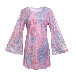 Robe rétro à sequins à manches longues, costume de cinéma et de télévision, robe de soirée tie-dye rétro, costume de performance pour Halloween - Product Image 4