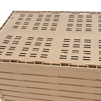 Caisse de rangement pliable en plastique à surface lisse facile à nettoyer, aspect bois, ventilée, empilable et lavable
