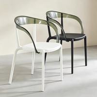 Chaise de salle à manger avec accoudoirs en acrylique transparent, coussin noir, pieds en métal, chaise d'appoint moderne pour la maison et le restaurant