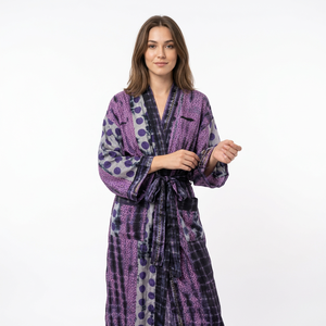 Robe longue indienne en coton non tissé teint à la main, col en V, fermeture à ceinture, imprimé tie-dye, robe de demoiselle d'honneur, tenue de nuit printemps-été - Product Image 3