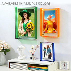 Cadre <span class=keywords><strong>photo</strong></span> double face en acrylique rose pour bureau, écoresponsable, personnalisable, tailles 2x3, 4x6, 5x7, 6x8, bord coloré, fixation murale – Offre Spéciale - Product Image 6