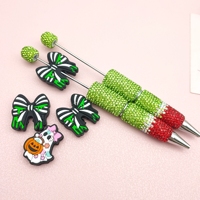 Pulpen Berhias Manik-Manik Rhinestone Warna Natal Baru 2026, Aksesoris Perhiasan DIY Plastik, Perlengkapan Sekolah, Dapat Dipersonalisasi