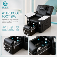 Fauteuil de pédicure spa moderne de luxe avec bain de pieds à remous et massage, mobilier de salon de manucure avec accoudoir de rangement, personnalisable OEM pour usage en centre commercial et hôtel