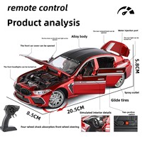 Modèle de voiture télécommandée Thunder M8 à l'échelle 1:24 en alliage, berline sport, jouet de collection pour garçons, cadeau de vacances