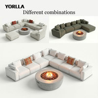 Ensemble de canapés modulaires d'extérieur modernes YORLLA Série Kaelo, tissu résistant aux intempéries, meubles de patio sectionnels pour complexe hôtelier de luxe