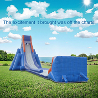 Vente chaude Toboggan aquatique gonflable bleu à trois glissières personnalisé pour l'extérieur à vendre