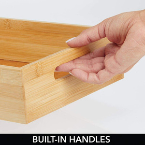Bamboo <b>Storage</b> <b>Box</b> Rectangle With Partitions Fridge Organizer Food Container <b>Drawer</b> Tray - Product Image 5