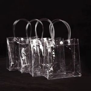 Sac cadeau en PVC transparent imprimé sur mesure, sac de shopping imperméable, sac de transport transparent, vente en gros - Product Image 4