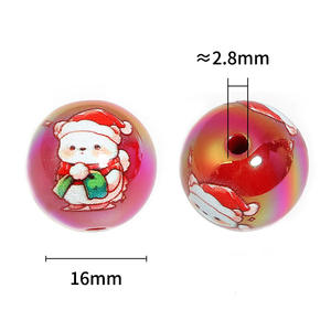2025 fábrica al por mayor 16mm cuentas redondas acrílicas Navidad Santa Claus Reno para pluma con cuentas fabricación de joyas - Product Image 4