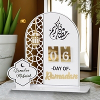 DAMAI Ramadan Dekoration 2025 Muslimischer Islamischer Eid Mubarak Countdown-Kalender Tisch Ramadan Zubehör Weiß-Gold Ramadan Kalender
