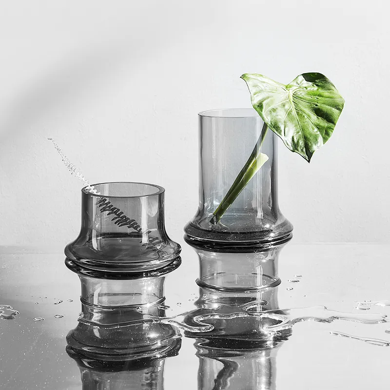 Wholesaleins גבוהה באיכות מלאכת זכוכית בצבע זכוכית פרח אגרטל במבוק זכוכית אגרטל לסלון קישוט