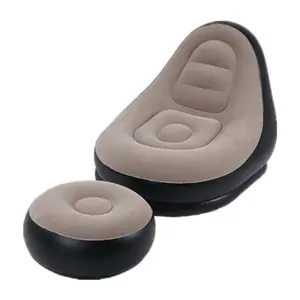 Thickened Inflatable Lazy Sofa with Footstool Leisure Sofa Lounge Chair Portable Inflatable Air Chair