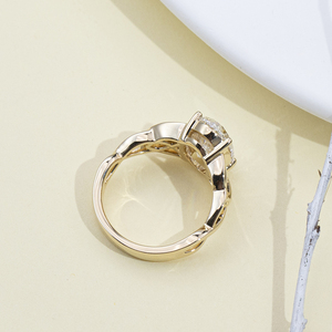 Anillo de compromiso de oro amarillo de 14 quilates con diamante de corte ovalado MSR-2187 para mujer - Product Image 4