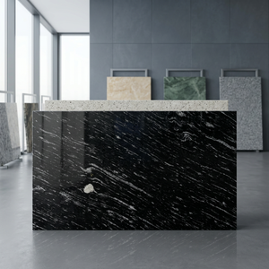 Markino Black Granite Slab High Quality Durable Bold Dark-Colored 100% Natural <b>Stone</b> Diagonal Streaks Consistent Living Room - Product Image 1