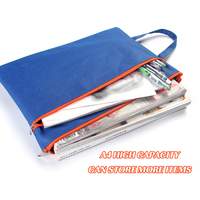 Carpeta de documentos de tela Oxford impermeable personalizable al por mayor, tamaño A4, de una sola capa, con cremallera, bolsa de almacenamiento.