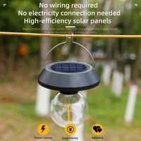 LEDORA Lampe suspendue vintage solaire en aluminium noir, petites ampoules LED Edison, étanche IP65, télécommande, camping en plein air