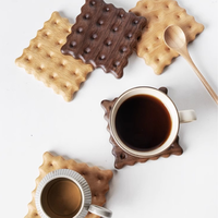 Sous-verre à biscuits en bois de hêtre et de noyer noir, rond et carré