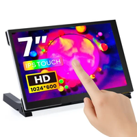 Layar Sentuh IPS HD Resistif 7 Inci-D 1024x600 Monitor Antarmuka IIC Kompatibel dengan Raspberry Pi/BB Hitam