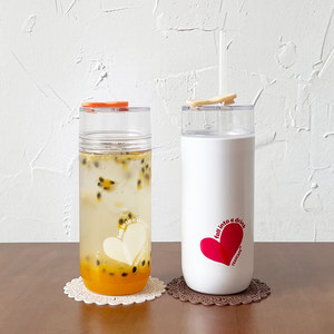 Adorable gobelet réutilisable transparent à 2 niveaux pour café et boissons froides, 370 ml, avec paille, en Ecozen, pour boissons rafraîchissantes - Product Image 5