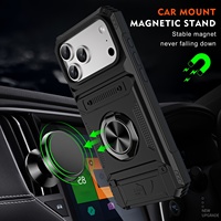 Promo Panas Casing HP 2-in-1 Magnetic Melt Armor dengan Slot Kartu dan Kickstand, Bahan TPU+PC, Kompatibel dengan iPhone 1716 15 14 13