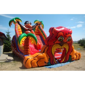 Castillo Inflable con Tobogán, Temática de León y Mono de la Selva, Castillo Inflable de Animales de Dibujos Animados para Fiestas Infantiles, Alquiler Comercial - Product Image 3