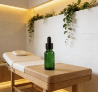 Flacon rond en verre vert pour huile essentielle et crème pour les yeux, flacon cosmétique anti-lumière pour sérum et parfum avec compte-gouttes