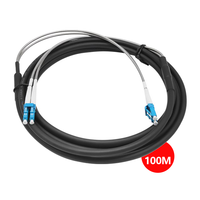 LC-LC 100M kabel serat optik antiair luar ruangan dupleks Mode tunggal 7.0mm LSZH lapis baja untuk kabel 5G FTTA