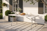 Table rectangulaire pliable en plastique LuckyOCT HDPE 183x76cm, table moulée par soufflage pour intérieur et extérieur