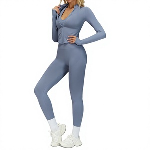 ชุดออกกำลังกายผู้หญิง <span class=keywords><strong>Yali</strong></span> Seamless ทรง I แบบไร้รอยต่อ รุ่น Solid Beauty Back ชุด 2 ชิ้น สำหรับโยคะและฟิตเนส ผลิตจากผ้าสแปนเด็กซ์/ไนลอน ป้องกันรอยยับ รุ่น TZ7725 - Product Image 3