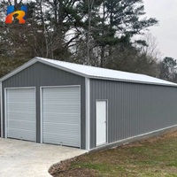 Bâtiment préfabriqué en acier galvanisé avec porte d'accès latérale pour garage