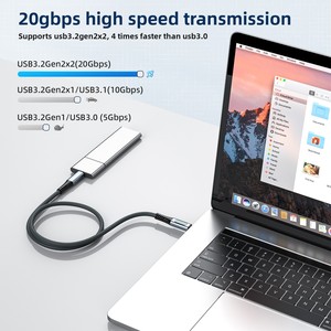 Cable USB3.2 Gen2 X2 con Pantalla Digital, Transferencia de Datos de Alta Velocidad de 20 Gb, Video 4K60Hz, Revestimiento Trenzado, Carga Rápida PD240W - Product Image 4
